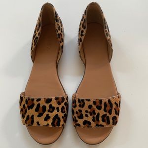 J Crew Leopard Peep Toe Flats Size 8